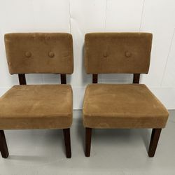 Pair of Mid-Century Style Gold Velvet Accent Chairs