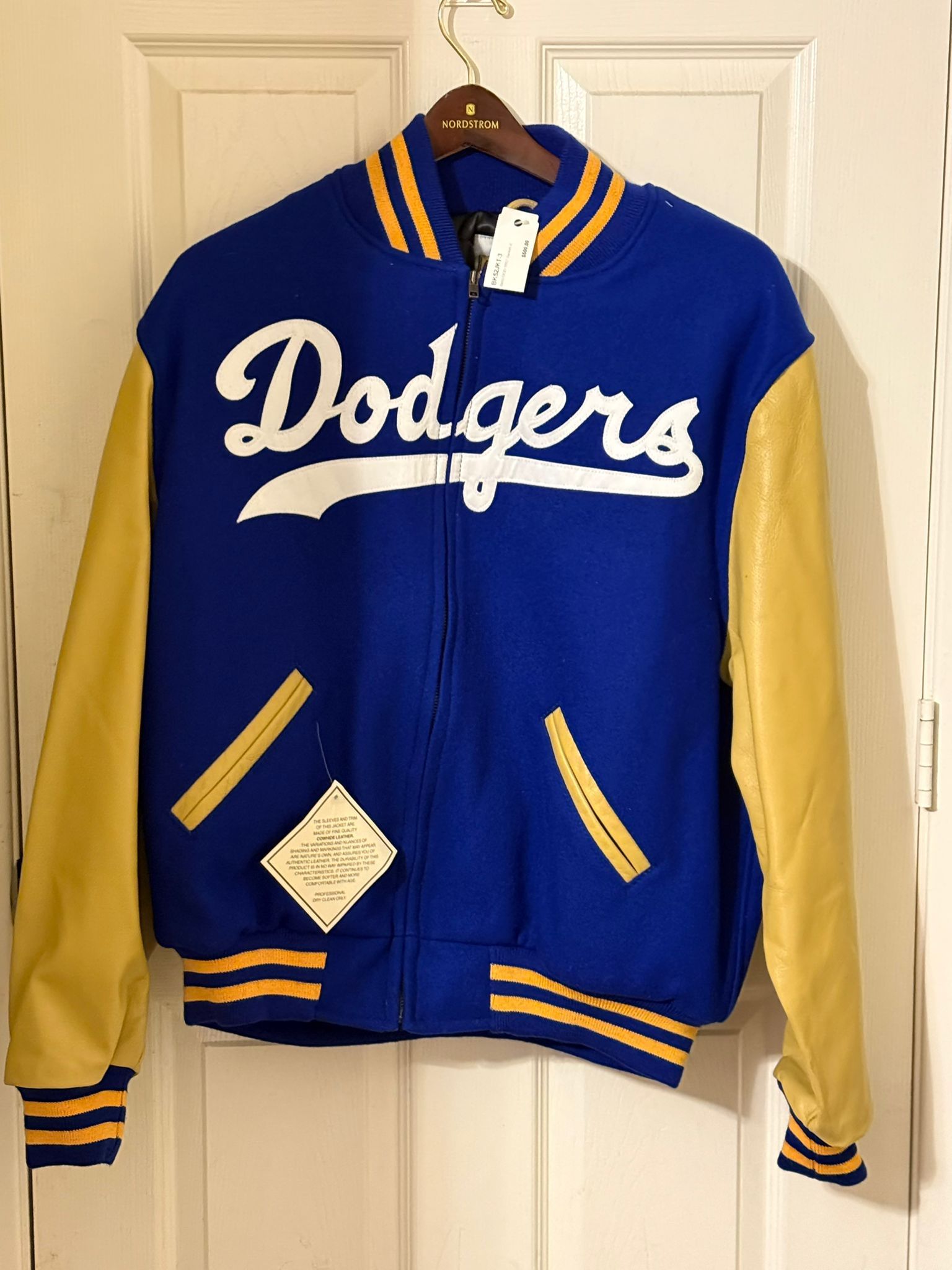 Vintage Letterman Bomer Jacket Leather 1952 Dodgers Cooperstown size. Xl