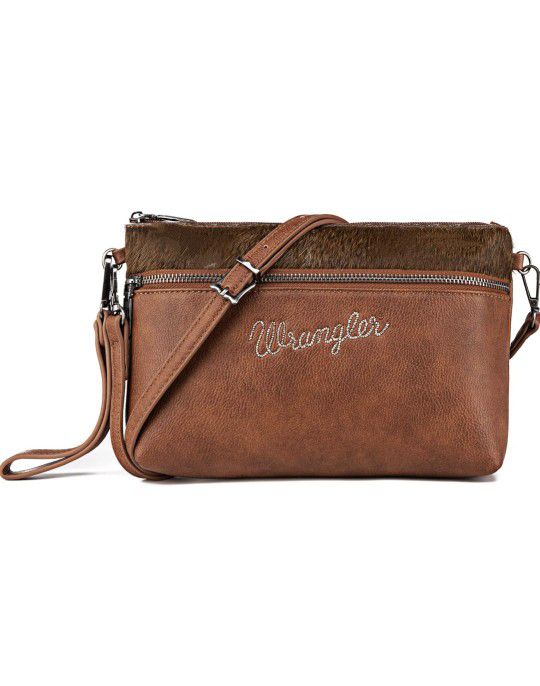 Brand New Wrangler Western Cowhide Crossbody Bags for Women Clutch Wristlet Purse

