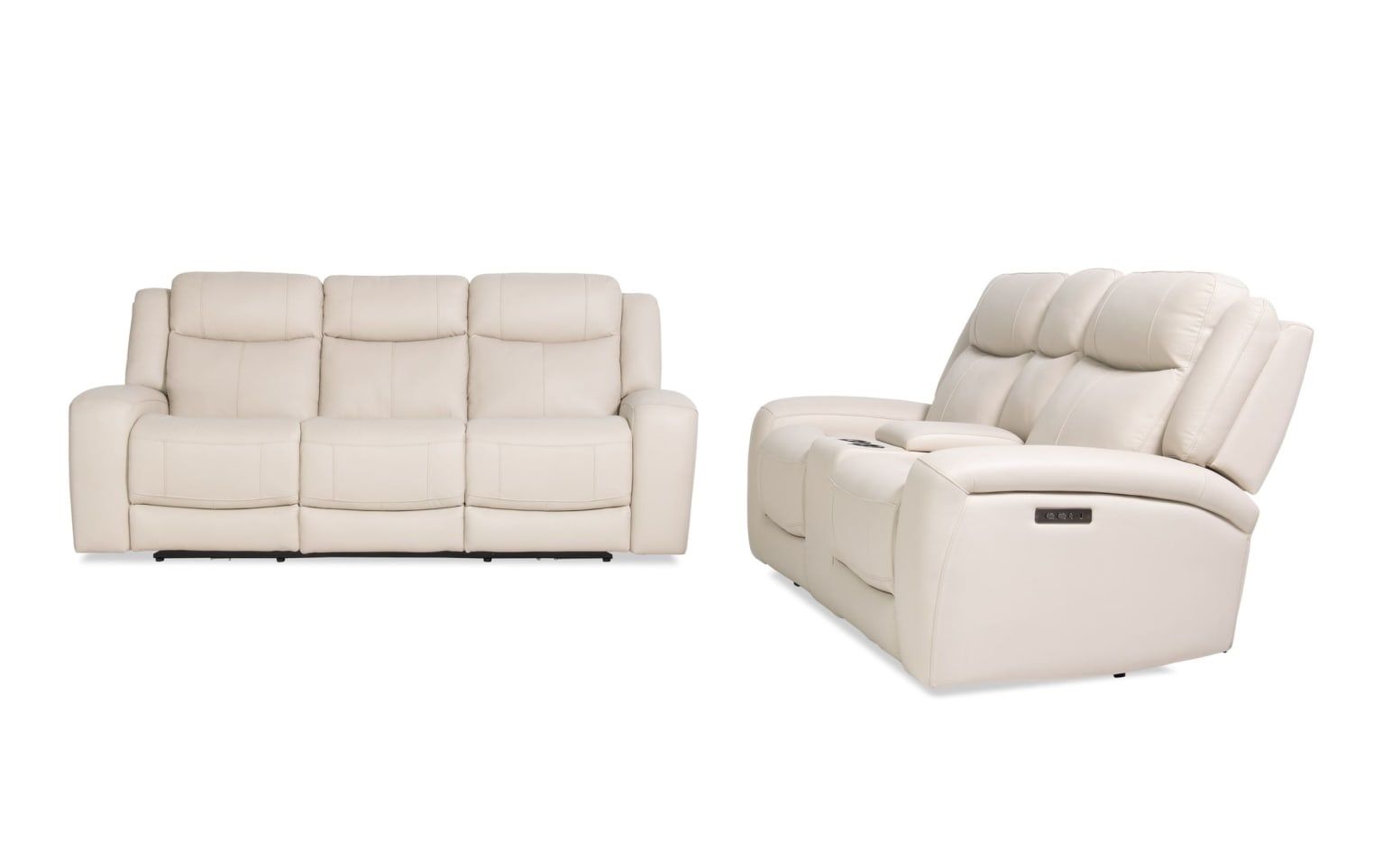 CREAM 2 PIECE ELECTRIC RECLINING SOFA AND LOVE SEAT SET