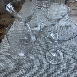 3 Martini Glasses And 1 Wine Glass 