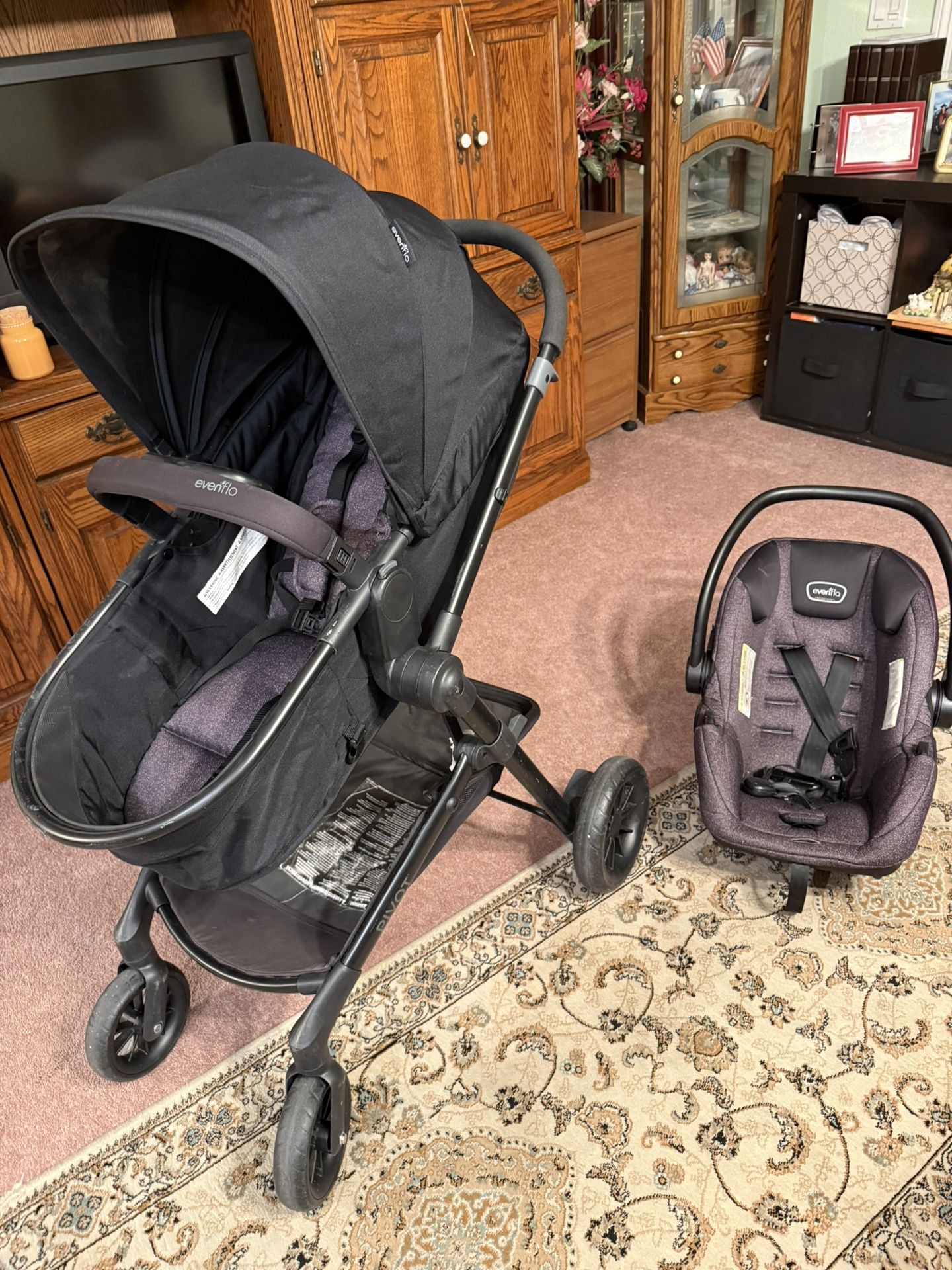 “EVENFLO” NEST STROLLER and INFANT CAR SEAT COMBO OBO