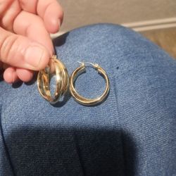 10k Double Hoop Earrings Medium