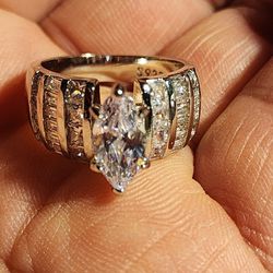 Gorgeous Woman Marquis Cut Engagement Ring Size 6.0