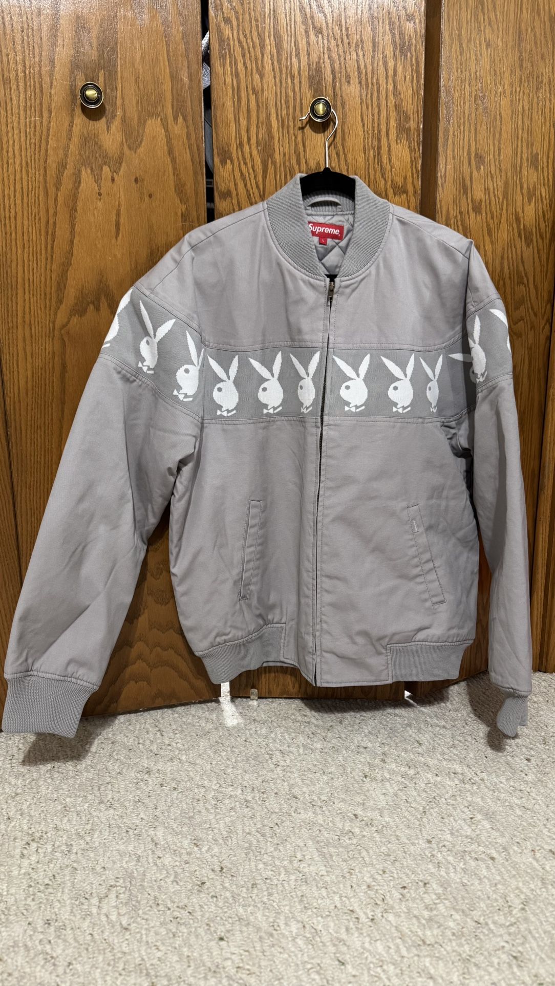 Supreme X Playboy Men’s Grey Crew Jacket - Large
