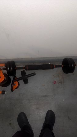 Adjustable Barbell and Weight Plates Set and 12” push up bar