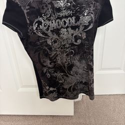 Blue Canyon Clothing Graphic Tee Chocolate Jardin Black Short Sleeve Top Size M