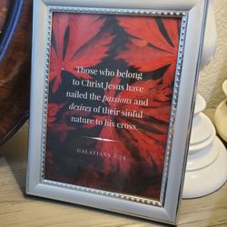 Framed Bible verse, specifically Galatians 5:24