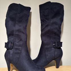 Bella Vita Tall Dress Boots Navy Suede, 7 Medium