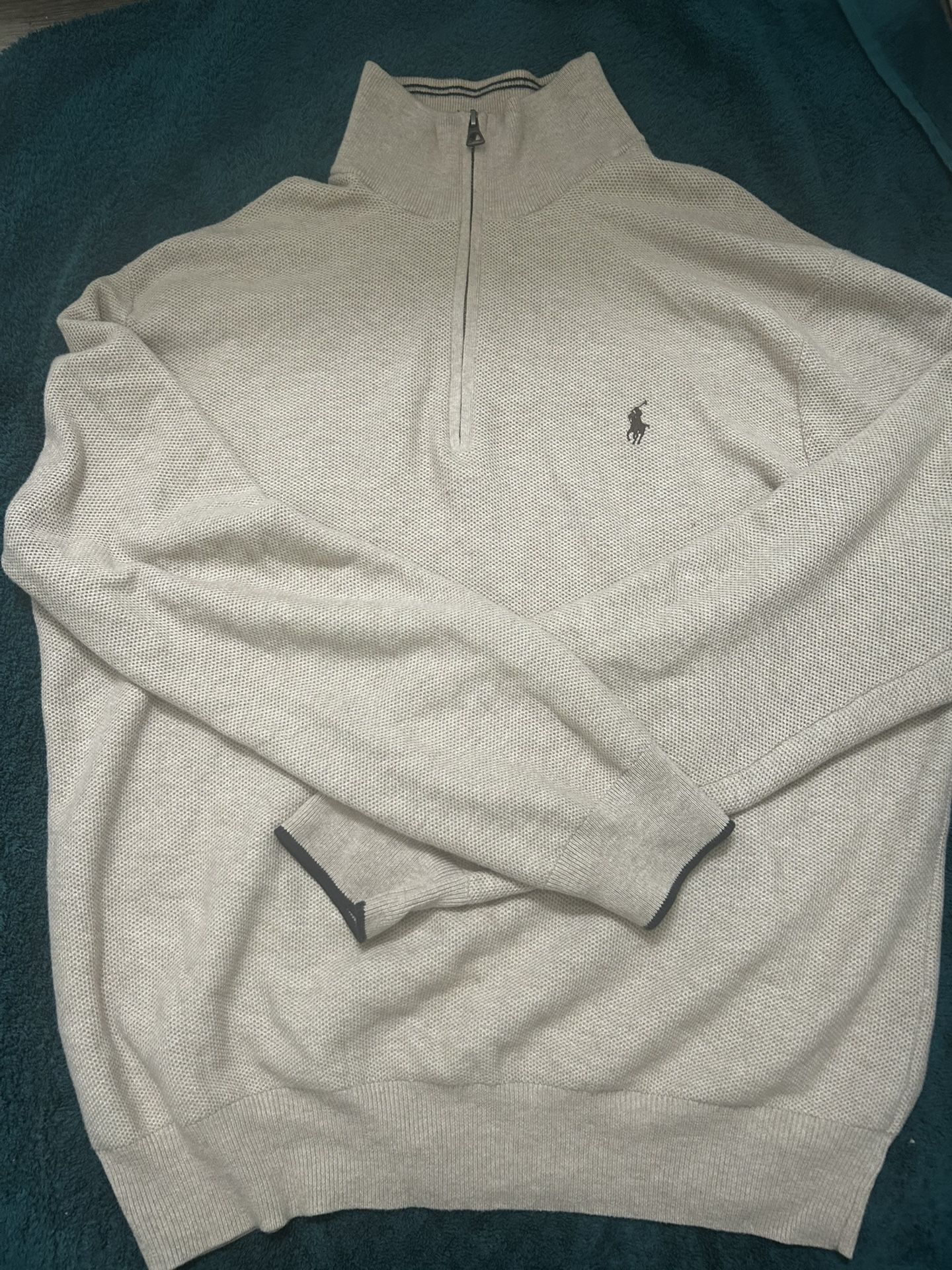 Cream Ralph Lauren quarter zip jumper POLO RALPH LAUREN Logo-Embroidered Cable-Knit Wool and Cashmere-Blend Half-Zip Sweater size XL  cream, embroider