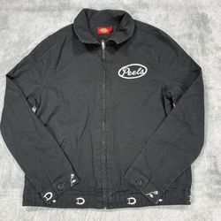 Dickies x Peels Work Jacket Women's Large Black Rose Horseshoe Embroidered