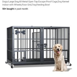 42 inch Heavy Duty Metal Dog Crate Kennel Cage with Divider for 2 Dogs/Large Dog