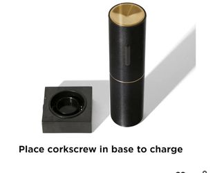 Electric Wine Bottle Opener with Marble Stand - Black & Gold