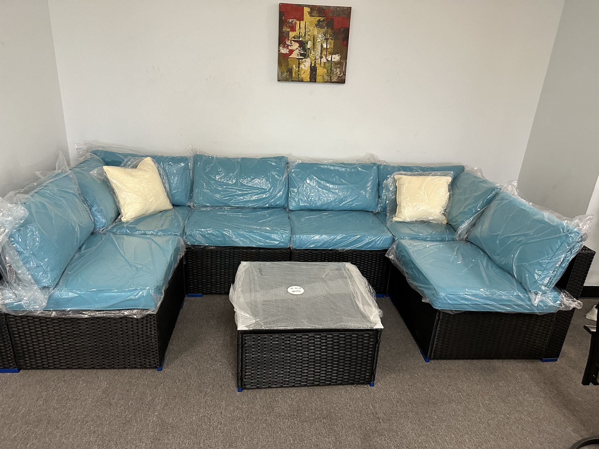 No Assemble Require!!! New 7 Pieces Wicker Patio Outdoor Furniture Sectional Sofa Set ottoman table