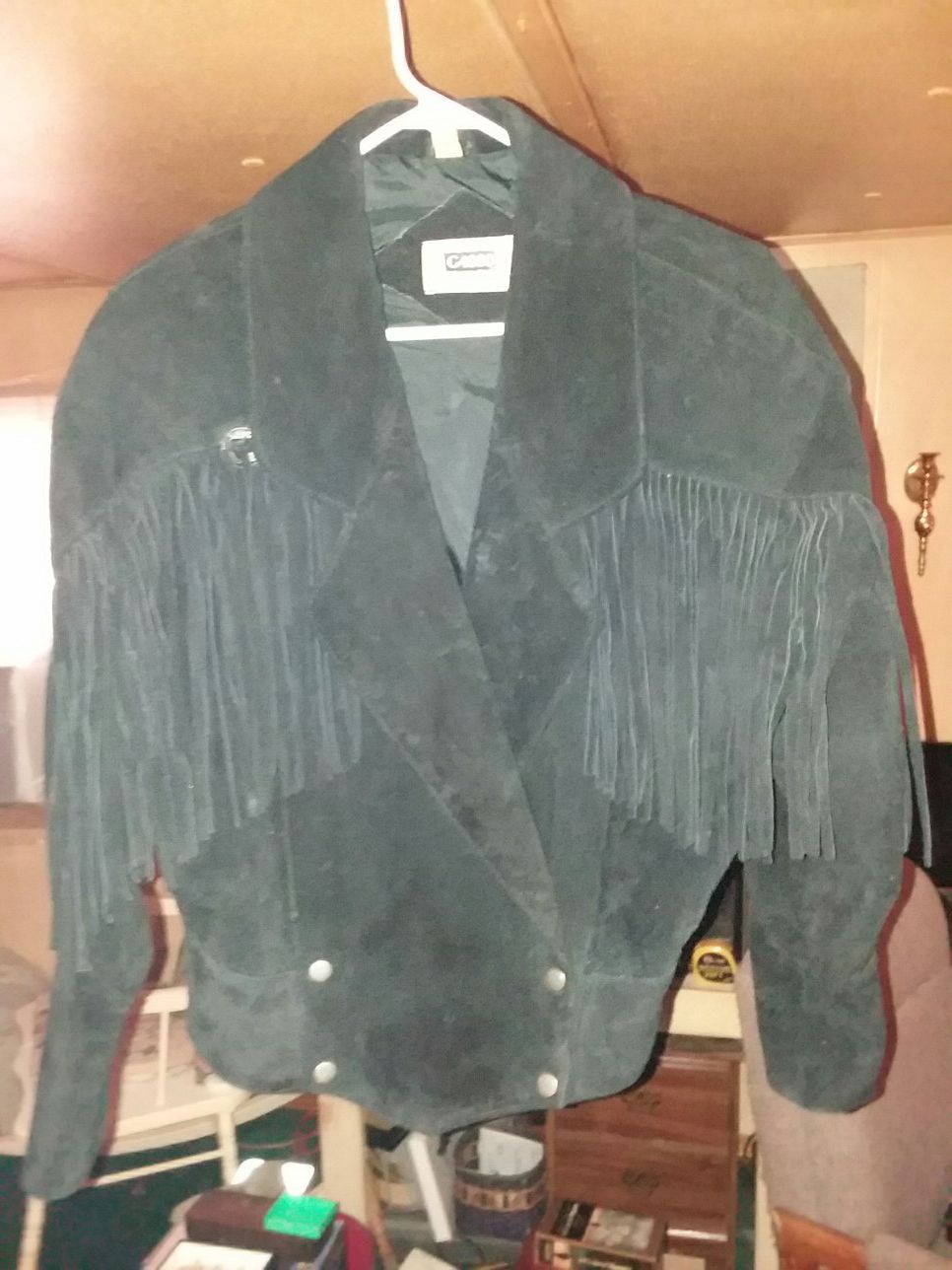 Vintage Woman's fringe leather coat size Medium
