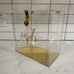 Acrylic Card Box w/ Gold “Cards” 