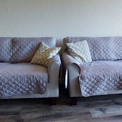 3 seat Sofa + Loveseat With Covers And Pillows