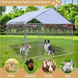 Brand New 6.6x.6.6x 5 ' Large Dog Kennel Galvanized Steel Waterproof Shaded TARP New Dog Cage 
