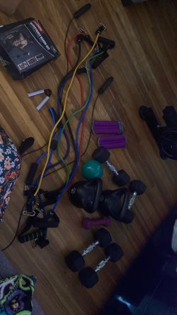 Weights, (barbells, Dumbbells, Small Hand Weights, Resistance Bands,  And Weight Balls)