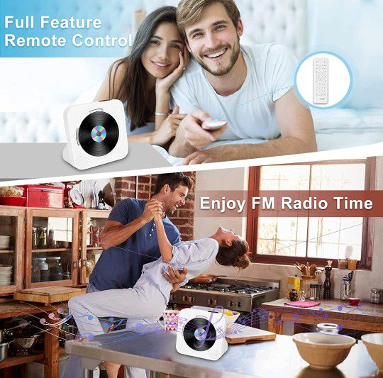 CD Player with Bluetooth - Desktop CD Players for Home with LCD Screen Display Built in HiFi Speakers Support Timed Music ON/Off CD Bluetooth FM USB S