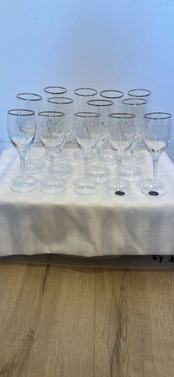 Lenox Crystal Wine Glasses with platinum rim – Set