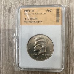 1999 D Kennedy Half Dollar SGS MS70