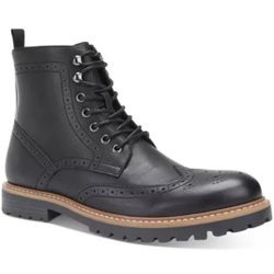 Wingtip lace-up boots Men’s • Size 12 Decorative broguing at upper • Created for Macy's • Manmade faux-leather upper; fabric lining; rubber sole 