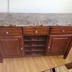Marble Desk and Buffet 