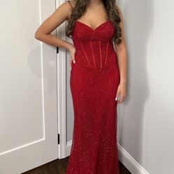 Portia & Scarlett Crystal Prom Dress-Red
