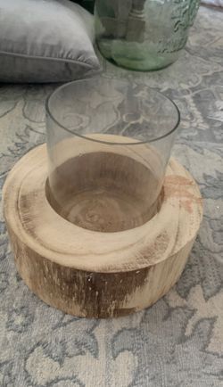Wood candle holder vase