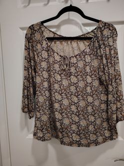 Garnet Hill Floral Print Peasant Top Size S