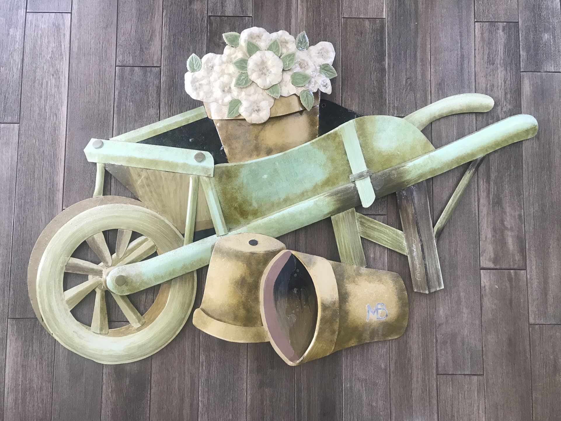 Metal Wheel Barrow Decoration 