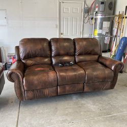 Brown Leather Sofa Couch And Loveseat