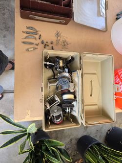 Reels and tackle box