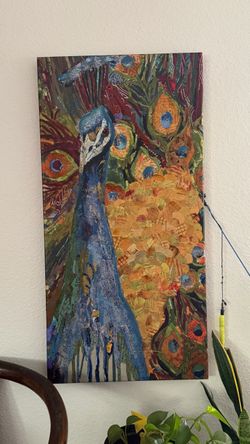 Original Peacock Mixed Media Canvas Painting