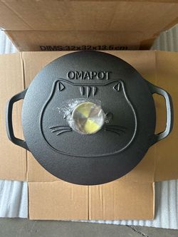 Omapot Cast Iron Dutch Oven with Cat Lid