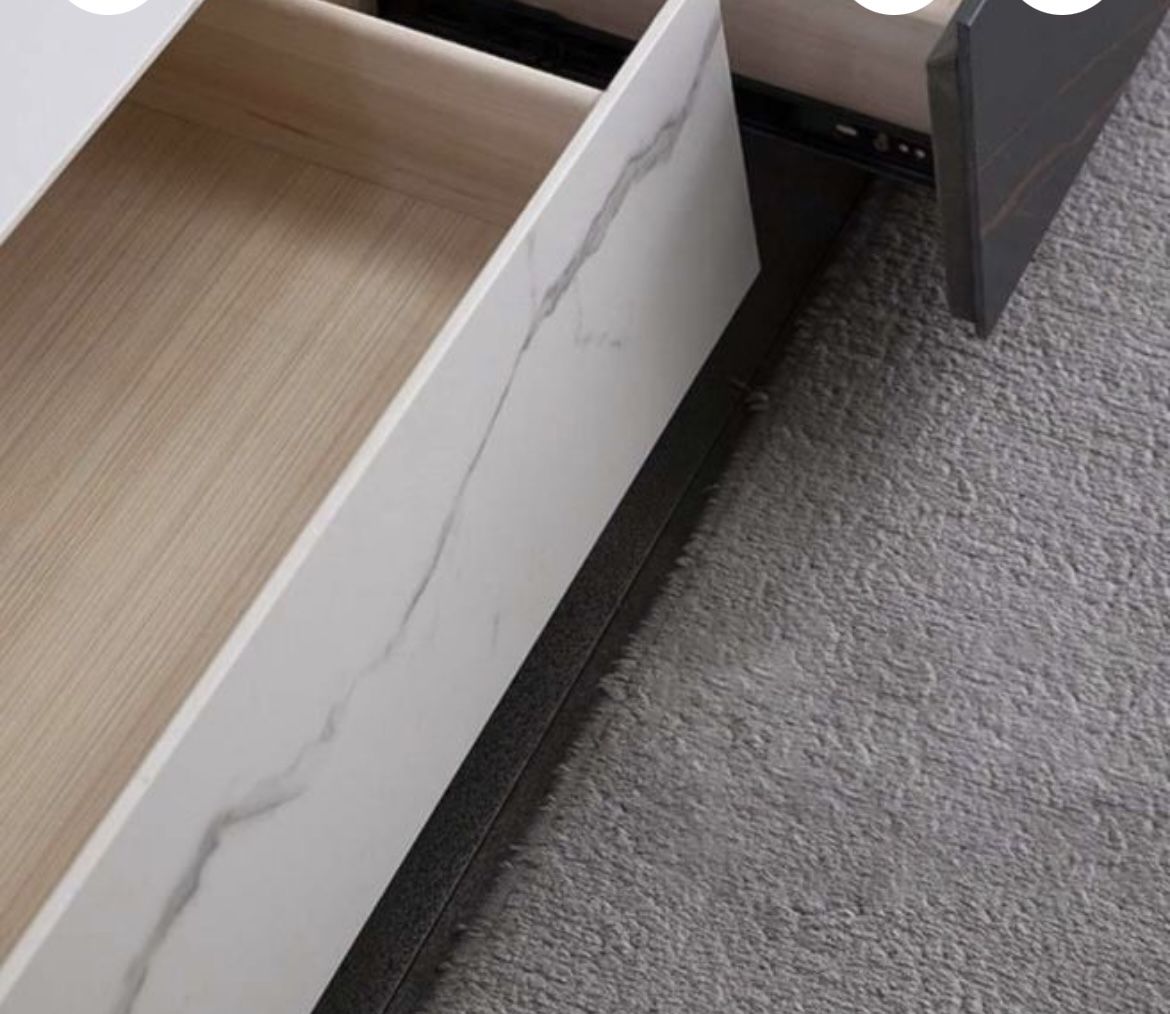 Marble Ceramic Finish Accent Cabinet Side Tv Cabinet Stand