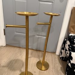 (2) gold toilet paper holders with stand for wipes or accessories