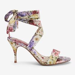 Express Floral Lace Up Heeled Sandals - Size 10