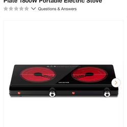   Infrared 2 Burner 12 in. Electric Hot Plate 1800W Portable Electric Stove