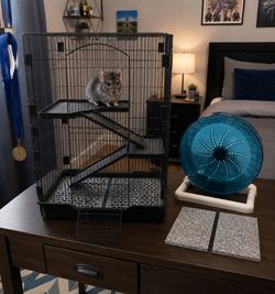 Cage, wheel and cooling stone for Chinchilla or hamster
