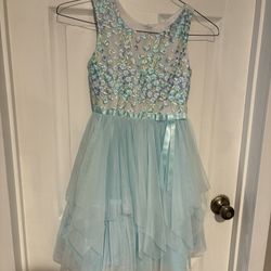 Jona Michelle Aqua Floral Layered Dress