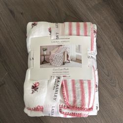 Laura Ashley Reversible Coco Luxe Plush Throw Blanket