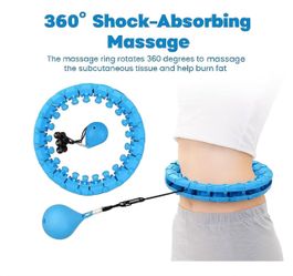 Smart Weighted Hula Hoop for Adults - 24 Detachable Knots, Adjustable Infinity Fitness Hoop for Weight Loss & Exercise, 360° Auto-Spinning Massage Hoo