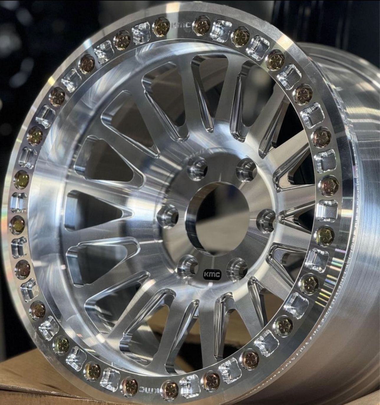 Kmc Impact 445 Forged Beadlocks Machine Finish 17x9 6x139.7 For Chevy ???