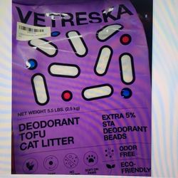VETRESKA Deodorant Tofu Cat Litter 5.5 Lb. (Box Of 4 For $20)