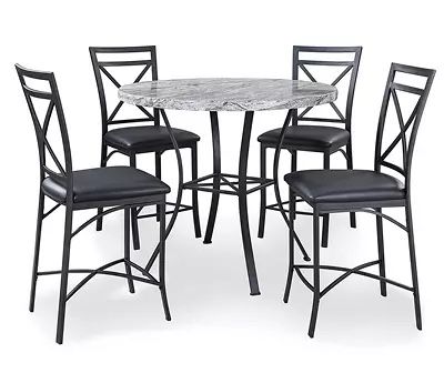 Faux Marble High Top Dining Set