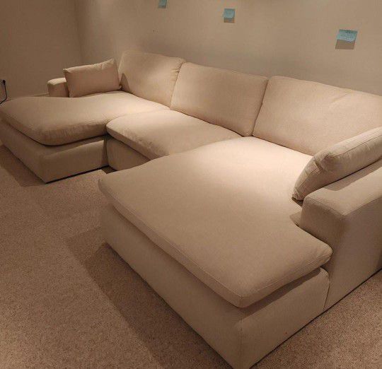 Double Chaise Cloud Comfy Plush Sectional Sofa Couch 
