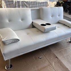 White Costway Leather Futon 