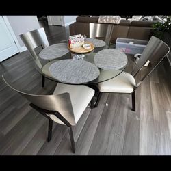 Round Glass Table With 4 Chairs 
